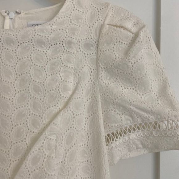 Eyelet Calvin Klien Dress w/puffed Sleves Sz 6 - Picture 1 of 4